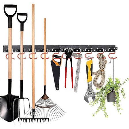 Pyyheteline autotallin järjestäjä, 64 tuuman säädettävä säilytysjärjestelmä 16 koukulla 4 kiskolla Työkaluteline Seinään asennettava säilytys Ovi 