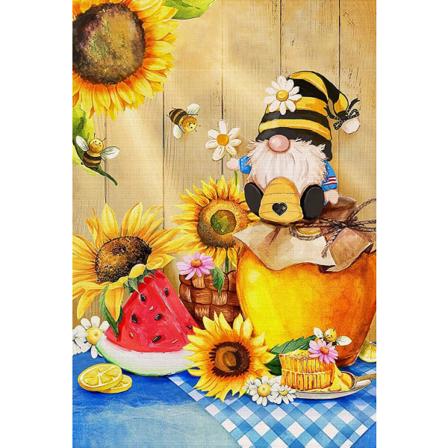 Gnome Honeybees Diamond Painting 30x40cm Sarjat Auringonkukat Adulille