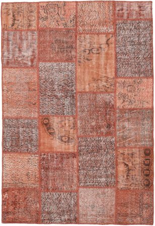 158X231 Tapete Patchwork Moderno Laranja/Castanho (Lã, Turquia) Carpetvista