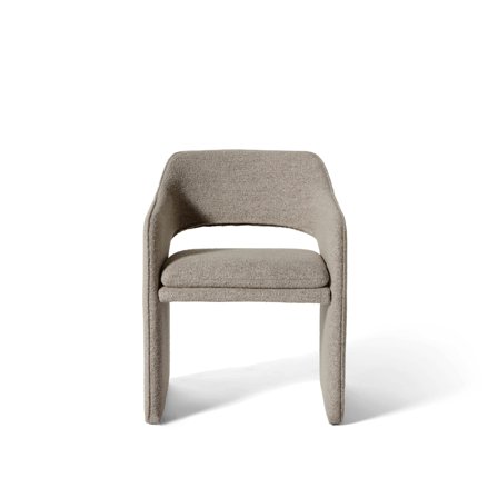 Plush Esszimmerstuhl mit Armlehnen, Crush Bouclé Grau/beige, moderner Polsterstuhl für das Esszimmer, komfortabel gepolstert, Höhe 79cm