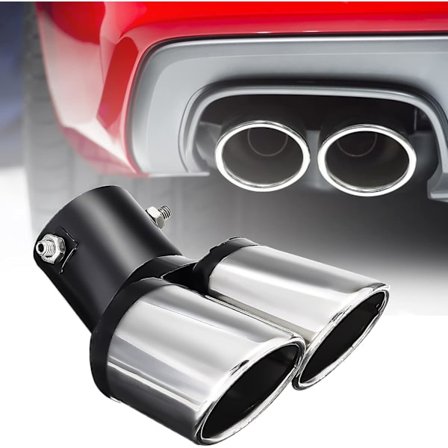 Universal udstødningsdæksel 125mm*150mm*63mm Dobbelt lyddæmper udstødningsdæksel Rustfrit stål Krom finish