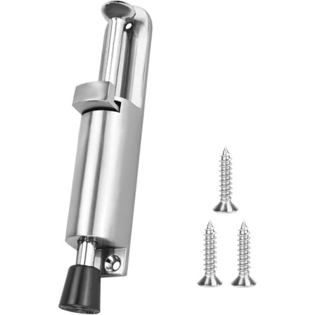 Fotbetjent dørstopper sinklegering gulv dørstopper fjær dørstopper med skruer dørstopperholder egnet for innendørs og utendørs bruk (sølv)