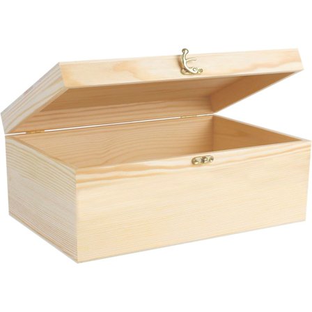 Trææske med låg (25x15x8 cm), hukommelses-/smykke-/håndværks-/gave-/legetøjs-/værktøjskasse, med Gd hardware