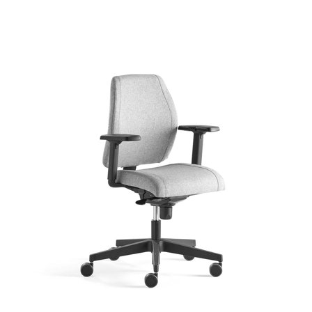 Office chair LANCASTER, low back, silver grey