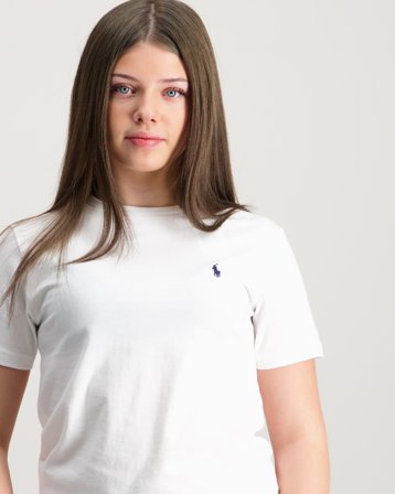 Polo Ralph Lauren Cotton Jersey Crewneck Tee Biały T-shirty Dziewczyna - Kids Brand Store