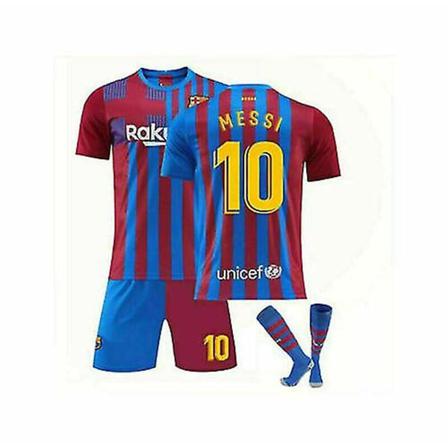 21/22 Hem Barn Fotbollssatser Skjorta Fotbollströja Träningsdräkt Messi 10(blue - Red) 18(3-4 Years)