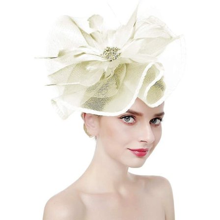 Elegant dame blomst fjær mesh nett fascinator hatt slør med pannebånd klips