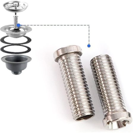 Allas, 2 kpl 45 mm:n banjo-pulttia siiviläventtiileille, ruostumattomasta teräksestä valmistettu viemärisihdin ruuvi venttiiliviemäreille, joissa on 