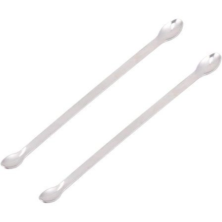 Medicinsk ske i rustfrit stål, laboratorieske, 20 cm dobbelthovedet miniske, egnet til hjemme- og apoteksbrug, sølv.