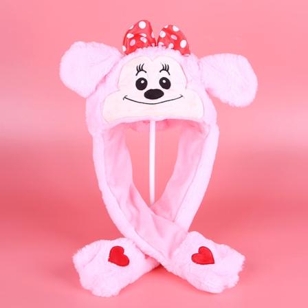 Pehmeä ja lämmin pupun hattu, LED-valoilla varustettu hyppypäähine Luminous Pink Mickey