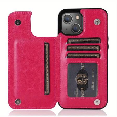 Case för IPhone 14/13/12/11/ Pro Max/Mini/XR/X/XS Max/8/7/6S/6 Plus/SE2/SE3/2022/2020 - Korthållare & Flip Back Cover Rose Color