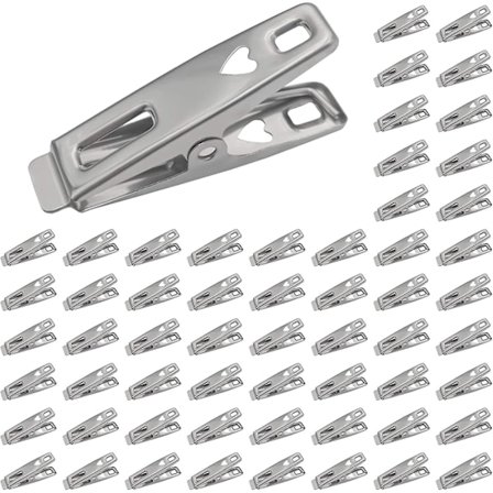 60 st Rostfritt Stål Tvättpinnar Stark Klämma Klädnypor Metallklämmor