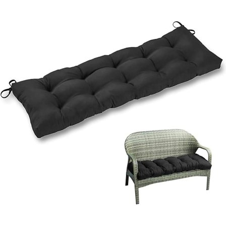Bänkdyna 90 x 50 cm 2/3 Sitsig Möbler Gungstol Kudde Mjuk Halkskydd Rektangel Bänkmatta Kudde för Utomhus Inomhus Trädgård Uteplats Bänk