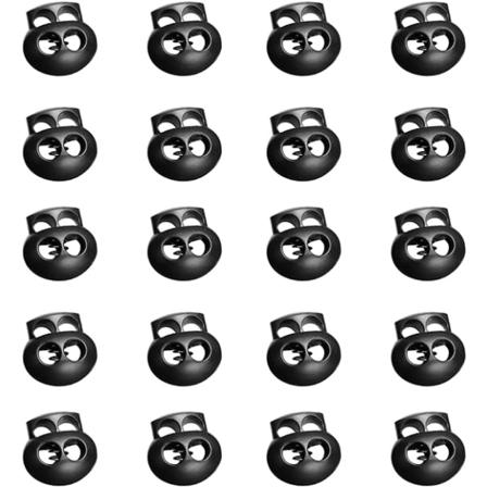 20 stk. sorte plastfjærbelastede snorlåser for snorer, glidelåser