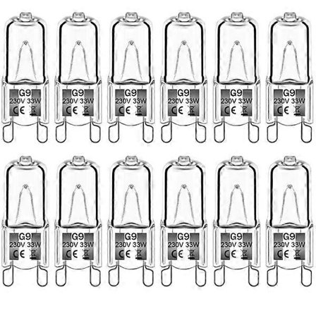 12-pakkaus G9 Halogeeni Lamput 33W 230V 2800K Lämmin Valkoinen 380lm Kirkas Kapseli Halogeeni Lamput Himmennettävä Ei Vilkkumista Ei Välkkymistä [HK]