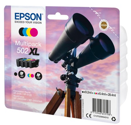 Epson 502XL Multipack - 4-pack - XL - svart, gul, cyan, magenta - original - blekkpatron