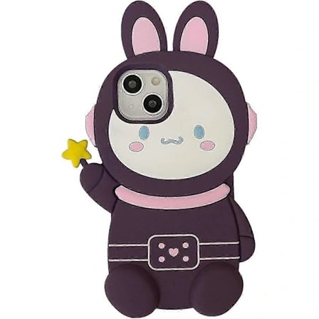 Kawaii Mobilcover Passer til iPhone 13 Pro Max, Sødt 3D Tegneserie Kanin Mobilcover Blødt Silikone Sjovt Lilla Kanin Cover til Kvinder Piger