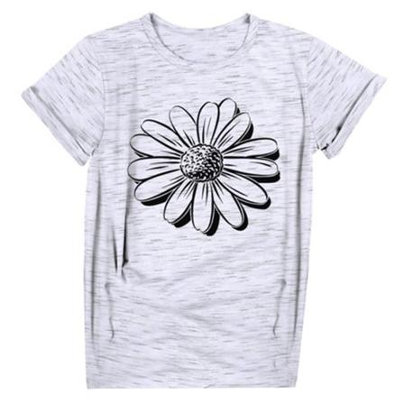 Dam T- Printed Casual Blus Kortärmad Topp,