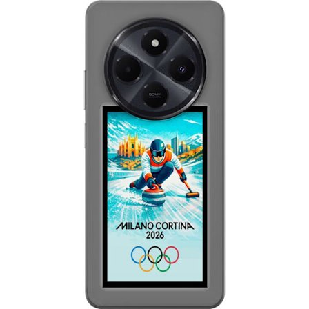 Yhteensopiva Puhelinkuori Xiaomi Redmi A4 Jääkiekkoilukuva, jossa pelaajat liikkuvat jäällä, Milano Cortina 2026, Milanin maamerkit ja olympialaisten