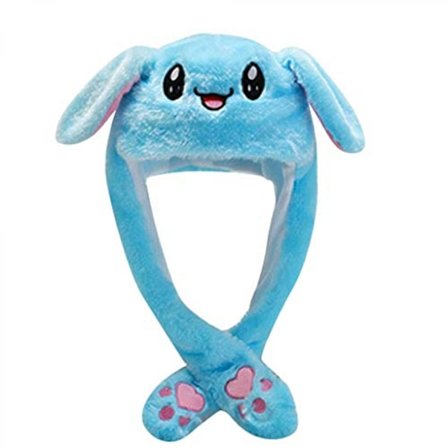 Moving Ear Rabbit Hat, Plysch Bunny Ears Pannband Halloween Animal Easter Cosplay Rabbit--Biue