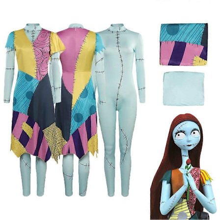 Anime Nightmare Before Christmas Sally Cosplay Kostume Jumpsuit Kjole Outfit til Voksne Kvinder Piger Halloween Karneval Kostume Andet{ee}