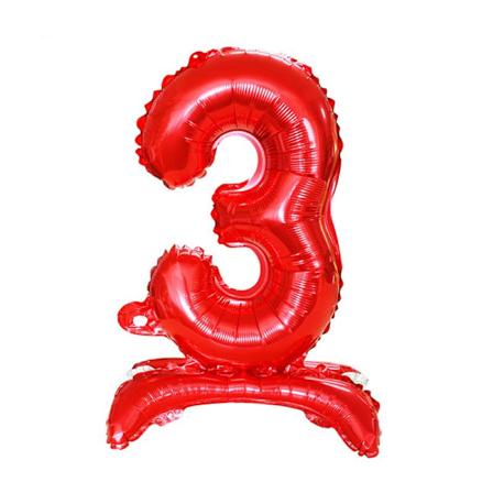 Realmax Stående Nummer 3 Folieballong En Storlek Röd Red One Size