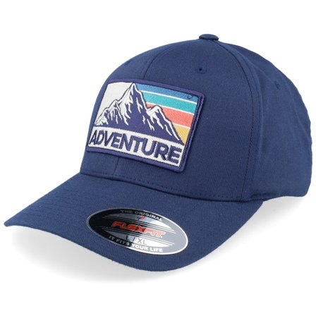 Wild Spirit - Mountain Adventure Patch Navy Flexfit Flexfit Blue Cap - @ Hatstore