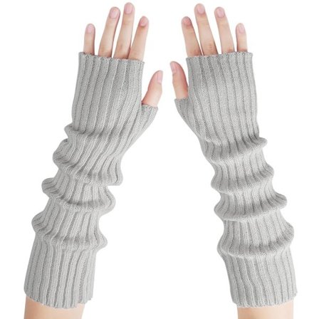 Arm Sleeves - Lange fingerløse til kvinder - Strikkede Y2K arm sleeves - (Grå)