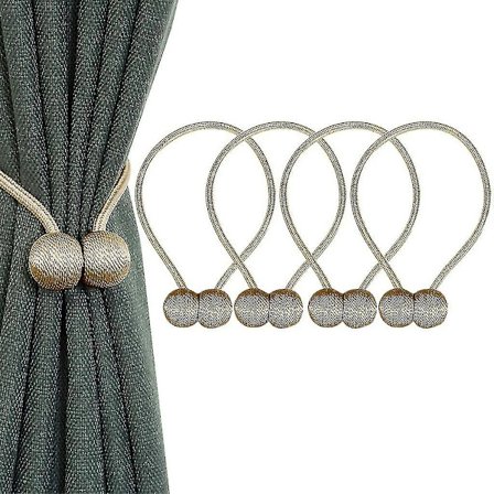 Magnetiske gardinholdere, gardinholdere med reb, 4 stk.