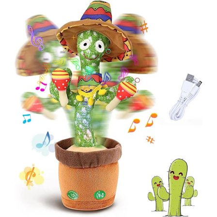 Pedagogisk leksak sjungande dansande talande kaktus, med 120 låtar, upprepa vad du säger och volymkontroll