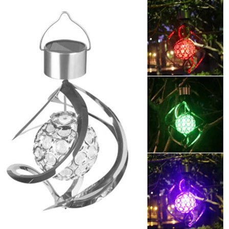 Solcelledrevet vindklokke lys IP67 Vanntett LED vindspinner fargeskiftende lampe Utendørs hengende vindklokke lys