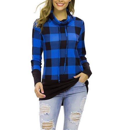 Langermet rutete genser for kvinner