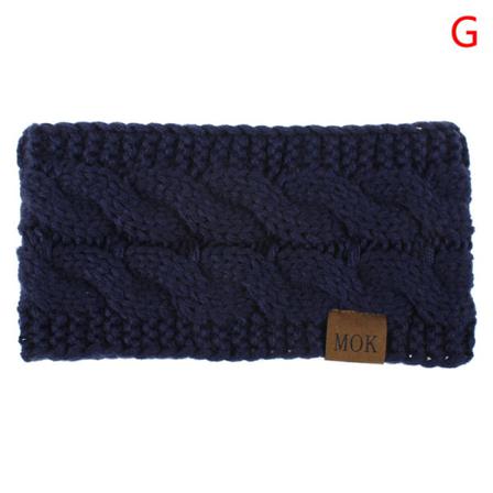Leveä neulonta villainen pääpanta Talvi lämmin korva Hiusnauha Headwr Navy blue G