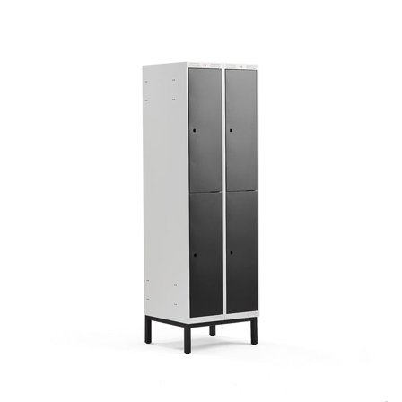 2 door locker CLASSIC, leg frame, 2 modules, 1940x600x550mm, black