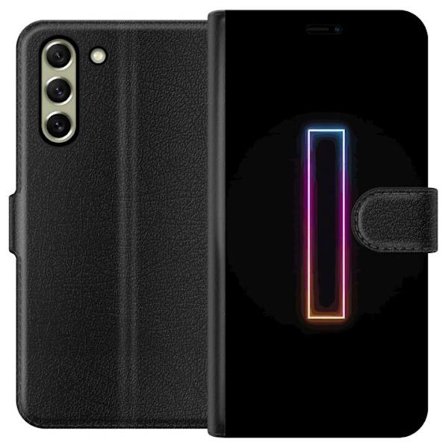 Kompatibel Tegnebogsetui til Samsung Samsung Galaxy S21 FE 5G Minimalistisk neonbogstav I i regnbuefarver mod mørk baggrund