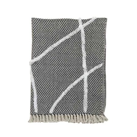 Dekorativt tæppe i bomuld-polyester, 180x240 cm, hvid/sort