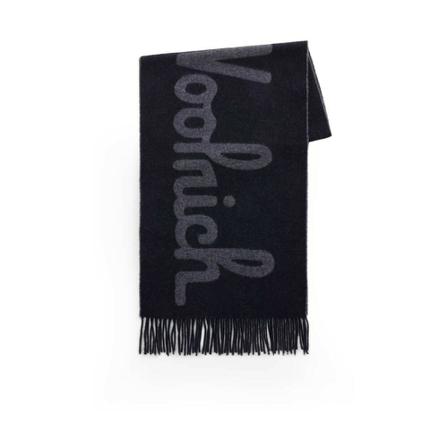 Woolrich, Blauw Solid Woven Logoscarf Blauw, Heren, Maat:ONE Size,Scheerwol