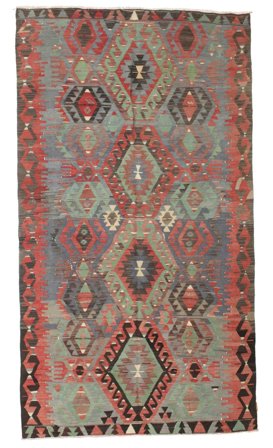 Orientalischer Kelim Vintage Türkei Teppich 168X307 Braun/Grau Wolle, Türkei