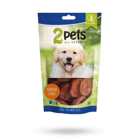 2pets Dogsnack Chicken Coins 100 g - Matskål, hundgodis & tuggisar