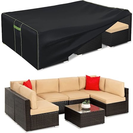 Trekk til Utemøbler 100% Vanntett Oppgradert 600d Oxford Stoff Uteseksjonssofa Trekk Rektangulært Bord og Stol Trekk 126" L64" B28"