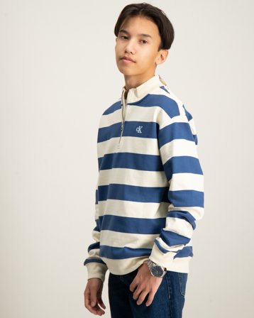 Calvin Klein TERRY STRIPED HALF-ZIP Sininen Villapuserot Pojat - Kids Brand Store