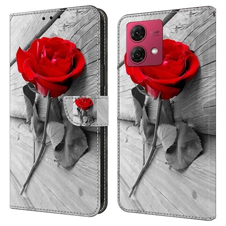 For Motorola Moto G84 5g Lærveske Trykt 3d Mønster Stativ Støtsikkert Telefondeksel