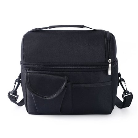 Eristetty kylmälaukku, suuri kapasiteetti, kokoontaitettava, pestävä Oxford-kangaskassi toimistoon, musta