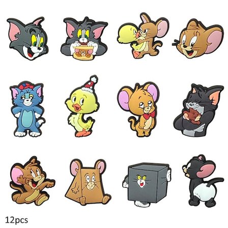 12 kappaleen Jibbitz-koristeet Crocs Clog Tom ja Jerry Tuffy -sarjakuvaan kengänkoristetarvikkeet