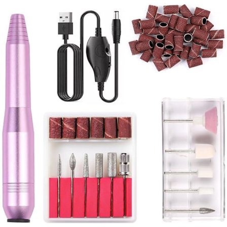 Profesjonell, bærbar neglefil - Elektrisk neglefilsett - egnet for akryl, gel og fotpleie - ideell for manikyrister og hjemmebruk.