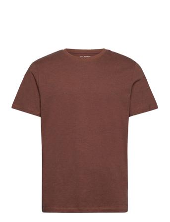 Slhaspen Mini Str Ss O-Neck Tee Noos Selected Homme Brown