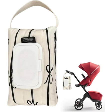 ING Genopfyldelig Babyvådservietdispenser Opbevaringsboks med Bomuldsbetræk til Bil, Barnevogn, Picnic, Rejser, Kontor og Hjemmebrug Inkluderer 