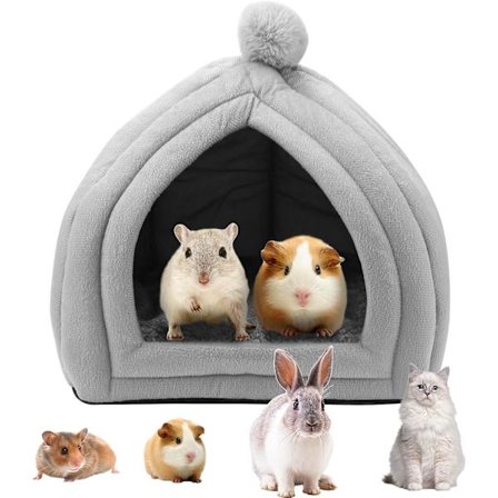 Liten djur vinterhus, husdjurstält grotta säng för katter/små hundar, marsvin säng, kattbäddshus, kaninsäng varma marsvin grottasängar med avtagbar