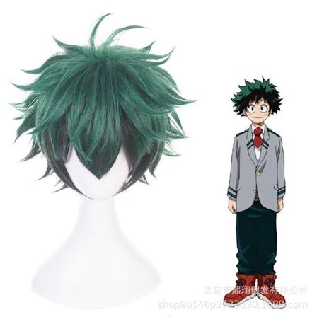 Cosplay Parykk Anime My Hero Academia Deku Izuku Midoriya Grønn Kort (YJD)