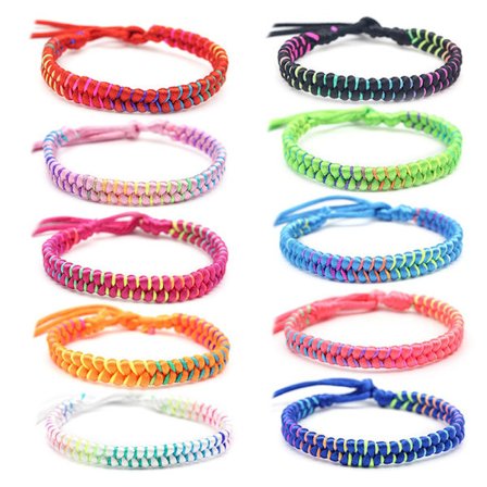 10 flerfargede vevde armbånd Fargerike vevde vennskapsarmbånd Barne armbånd Justerbare stoffarmbånd Total lengde 28 cm